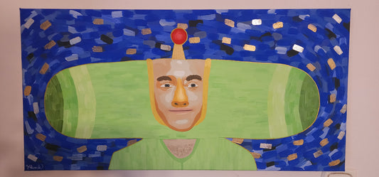 "Man Dressed as The Prince from Katamari Damacy" 15x30" Original Painting